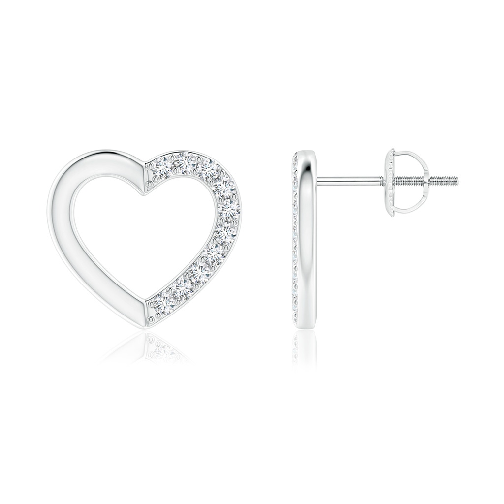 1.45mm GVS2 Partially Studded Diamond Heart Stud Earrings in White Gold