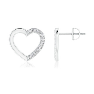 1.45mm HSI2 Partially Studded Diamond Heart Stud Earrings in White Gold