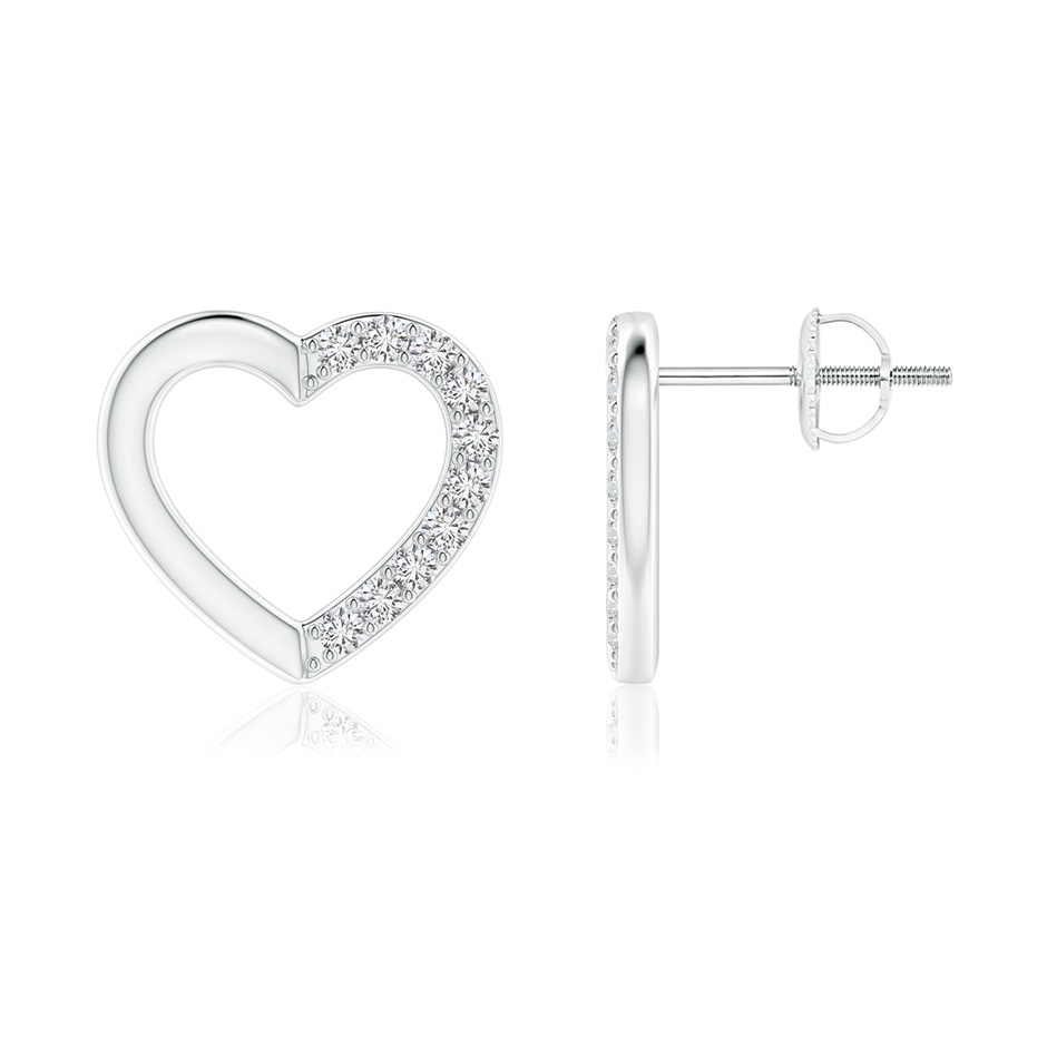 1.45mm HSI2 Partially Studded Diamond Heart Stud Earrings in White Gold 