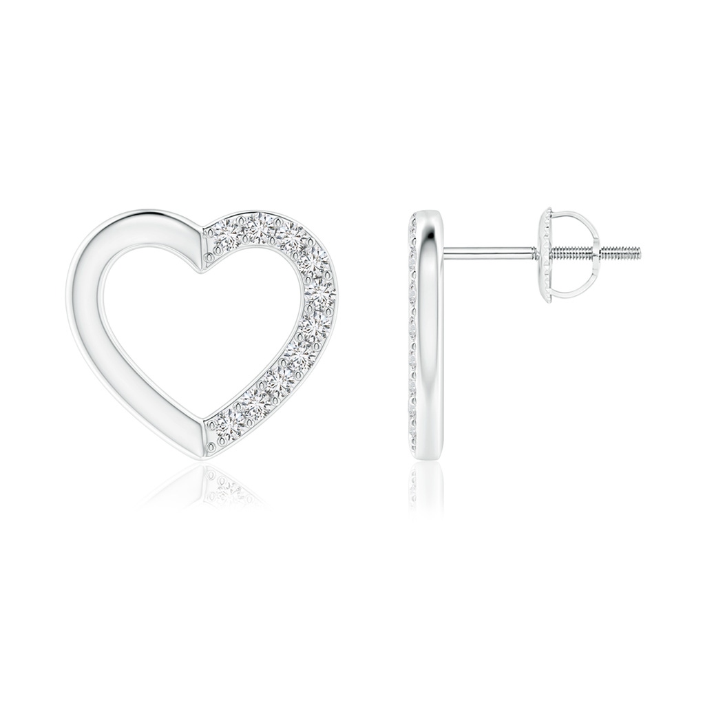 1.45mm HSI2 Partially Studded Diamond Heart Stud Earrings in White Gold