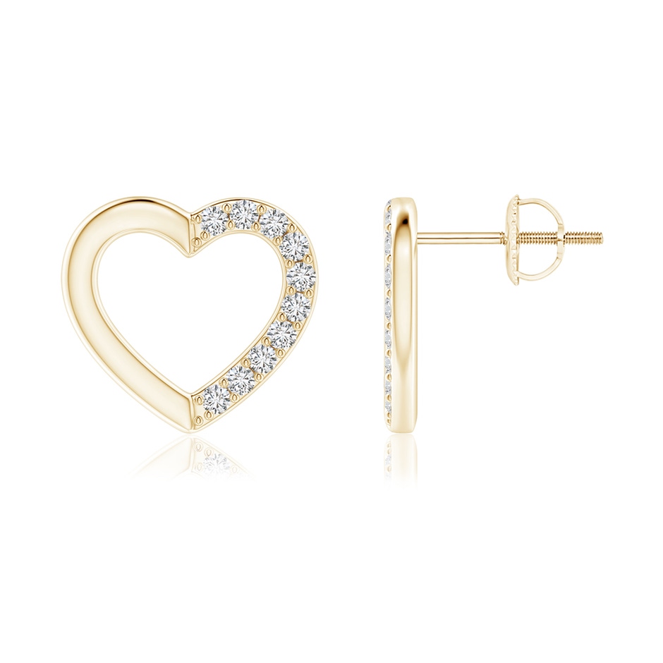 1.45mm HSI2 Partially Studded Diamond Heart Stud Earrings in Yellow Gold 