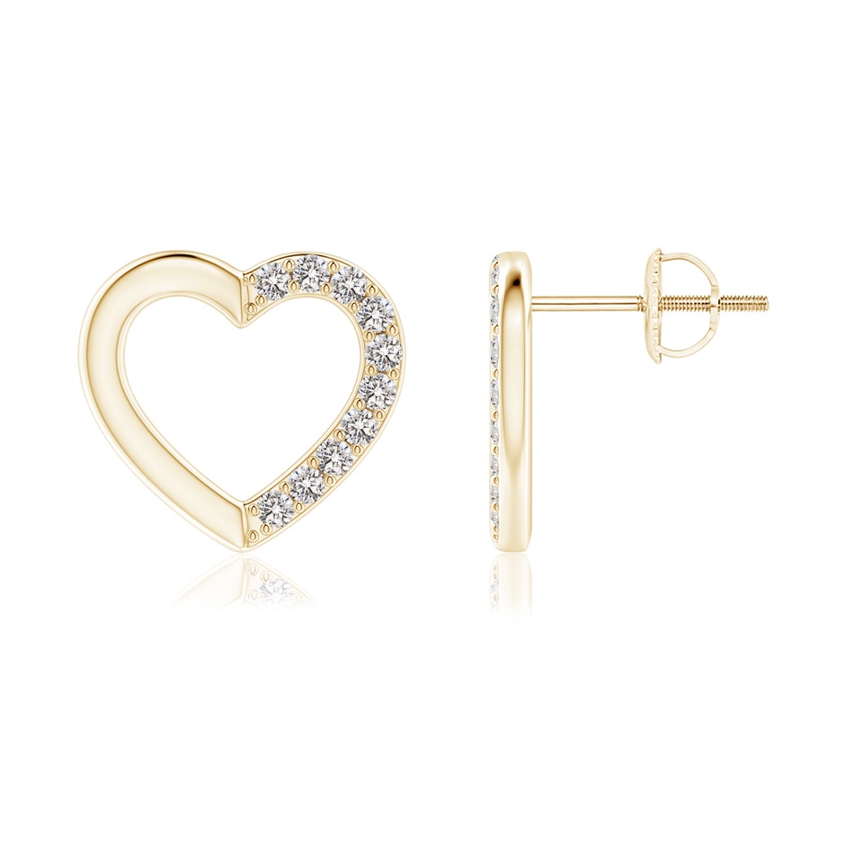 1.45mm IJI1I2 Partially Studded Diamond Heart Stud Earrings in Yellow Gold 