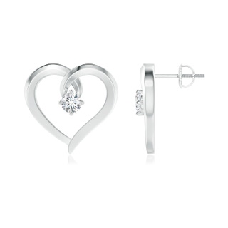3.3mm GVS2 Solitaire Diamond Heart Stud Earrings in P950 Platinum