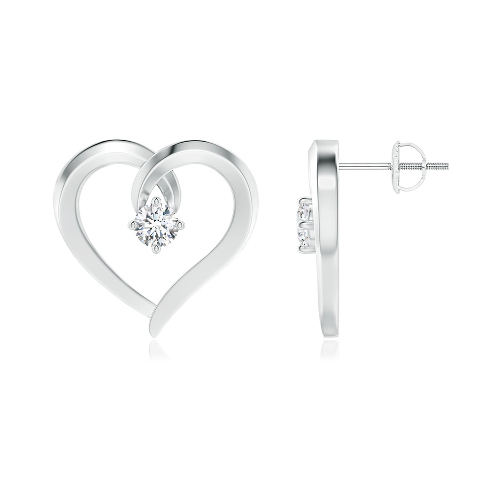 3.3mm GVS2 Solitaire Diamond Heart Stud Earrings in White Gold