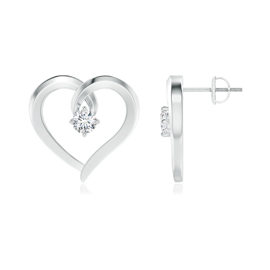 3.3mm GVS2 Solitaire Diamond Heart Stud Earrings in White Gold 