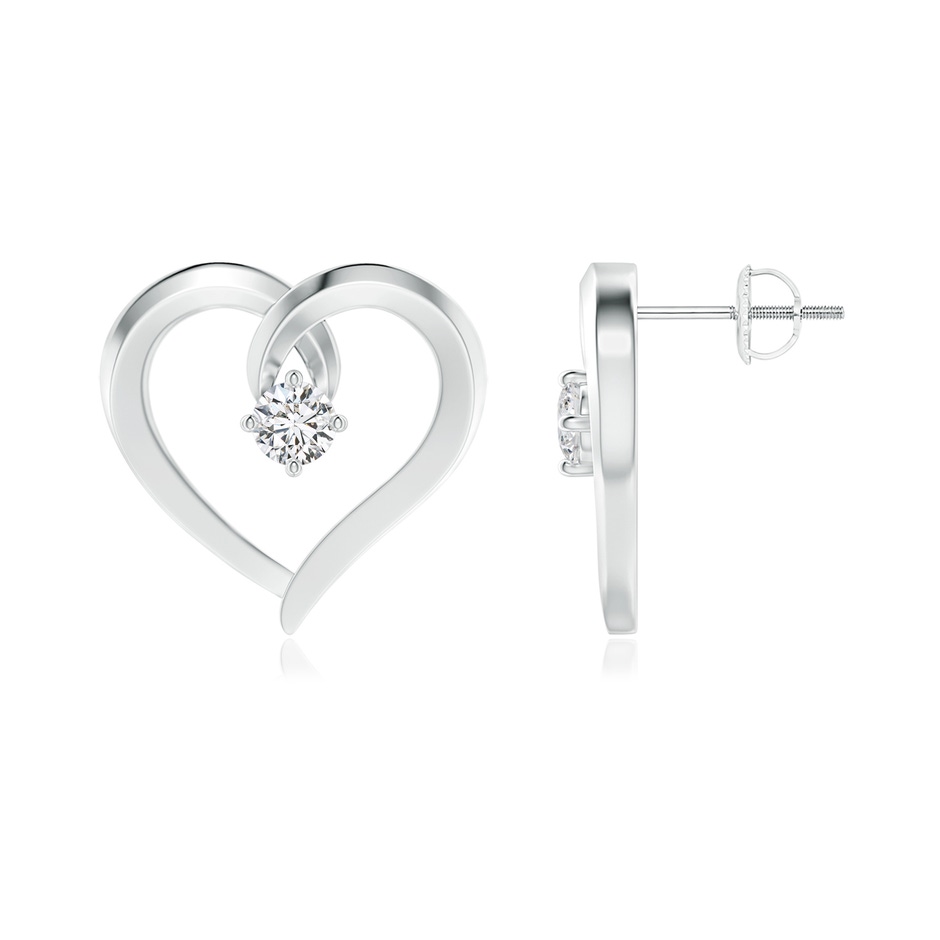 3.3mm HSI2 Solitaire Diamond Heart Stud Earrings in White Gold 