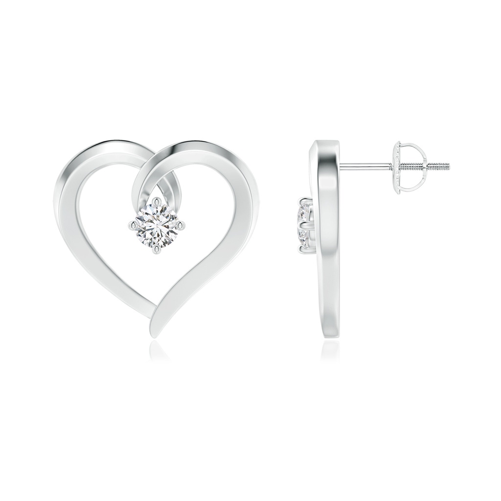 3.3mm HSI2 Solitaire Diamond Heart Stud Earrings in White Gold