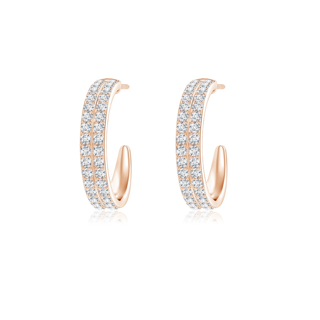 1.4mm GVS2 Double Row Diamond Hoop Earrings in Rose Gold