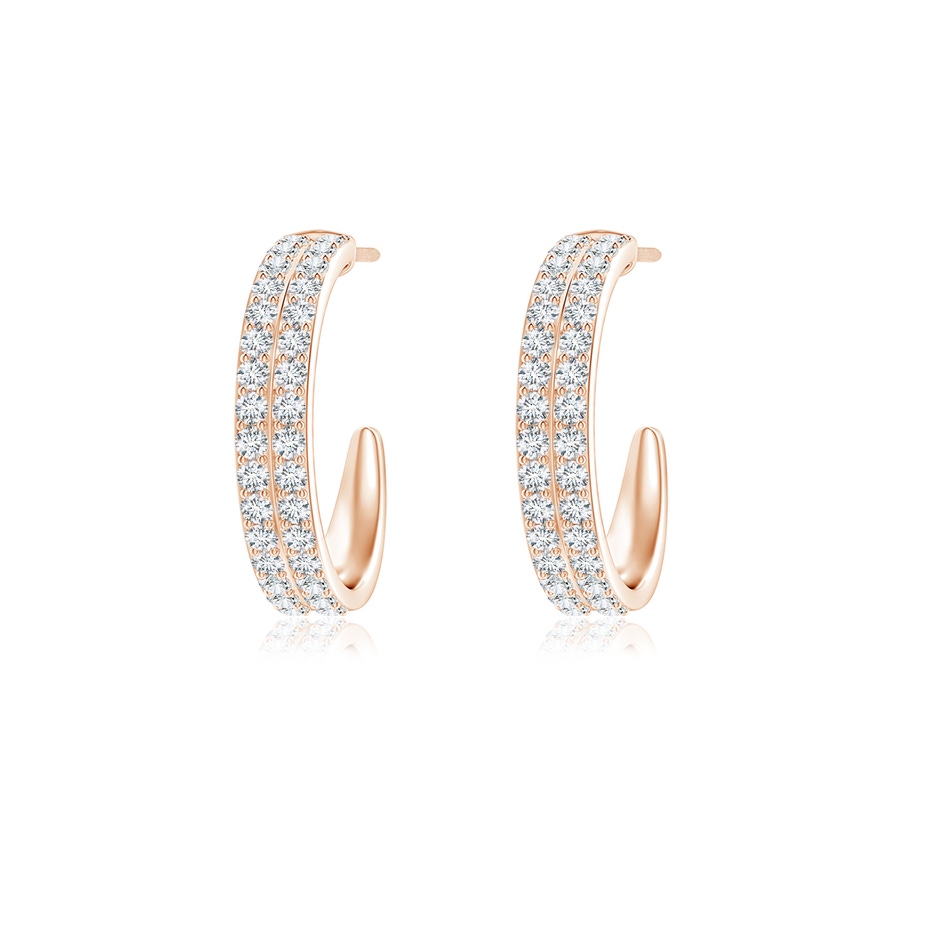 1.4mm GVS2 Double Row Diamond Hoop Earrings in Rose Gold 