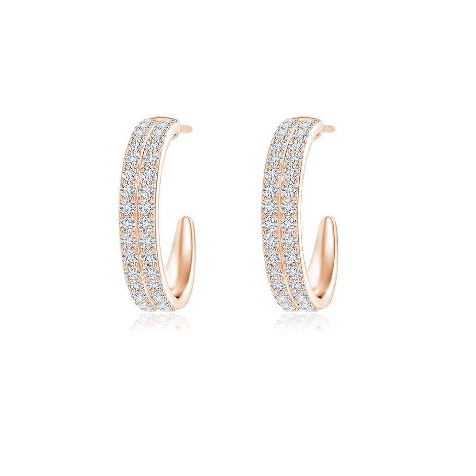 1.4mm HSI2 Double Row Diamond Hoop Earrings in Rose Gold 