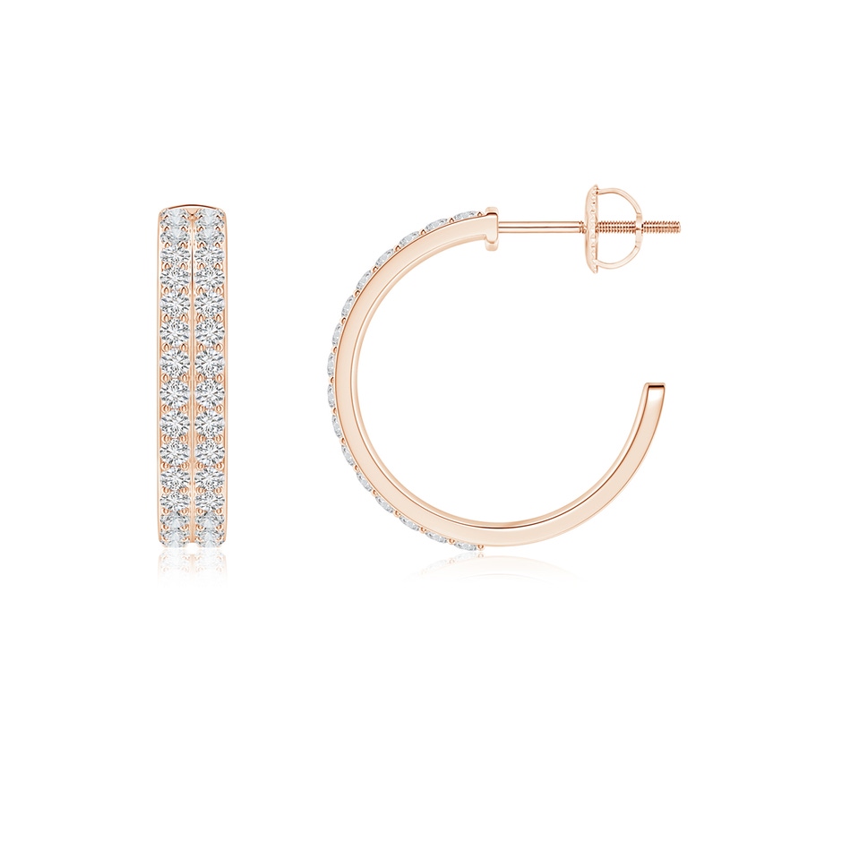 1.4mm HSI2 Double Row Diamond Hoop Earrings in Rose Gold side 1