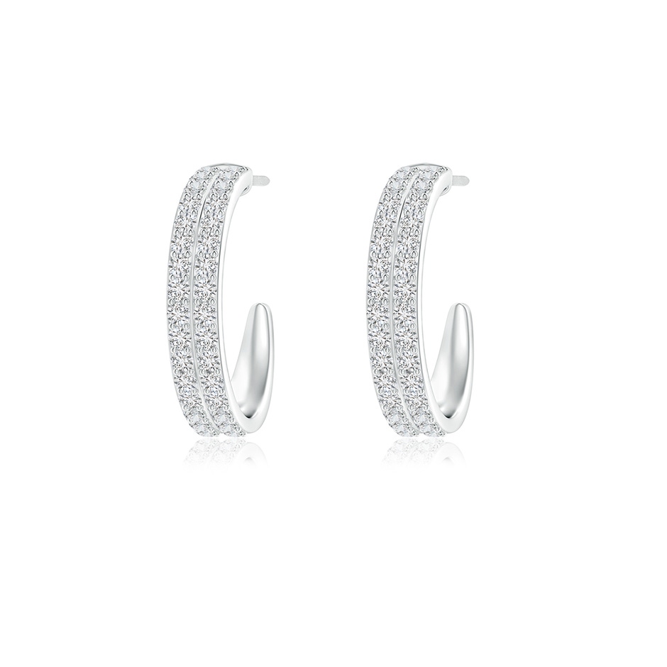 1.4mm HSI2 Double Row Diamond Hoop Earrings in White Gold 