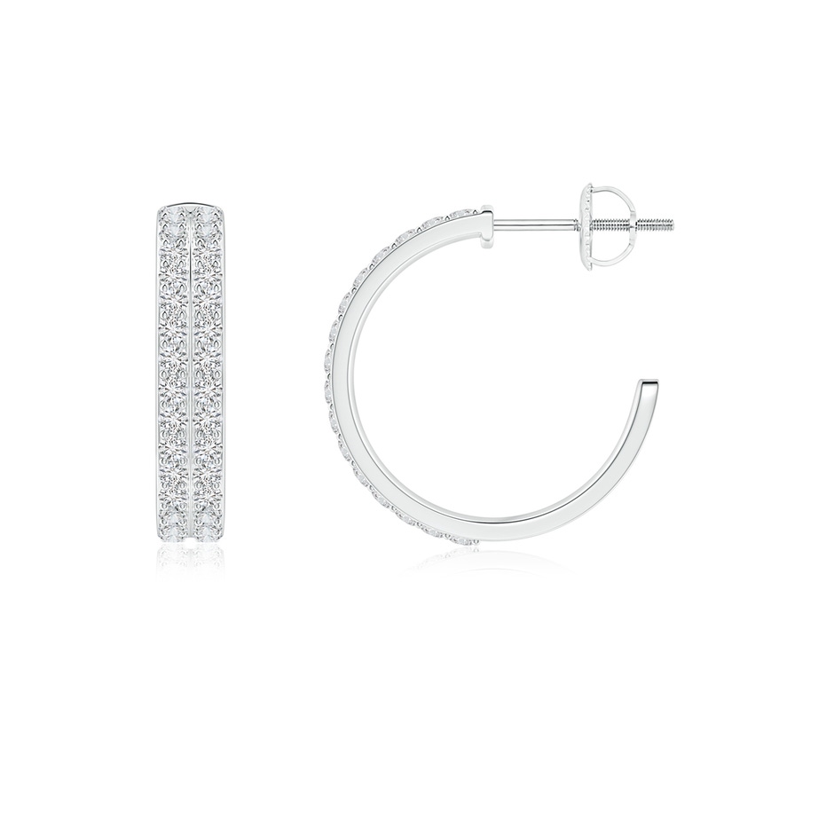 1.4mm HSI2 Double Row Diamond Hoop Earrings in White Gold side 1