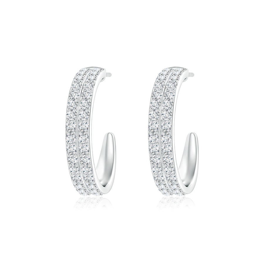 1.6mm GVS2 Double Row Diamond Hoop Earrings in White Gold 