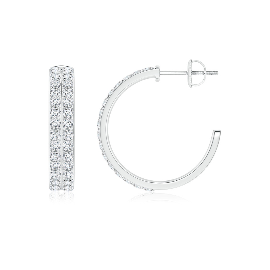 1.6mm GVS2 Double Row Diamond Hoop Earrings in White Gold side 1