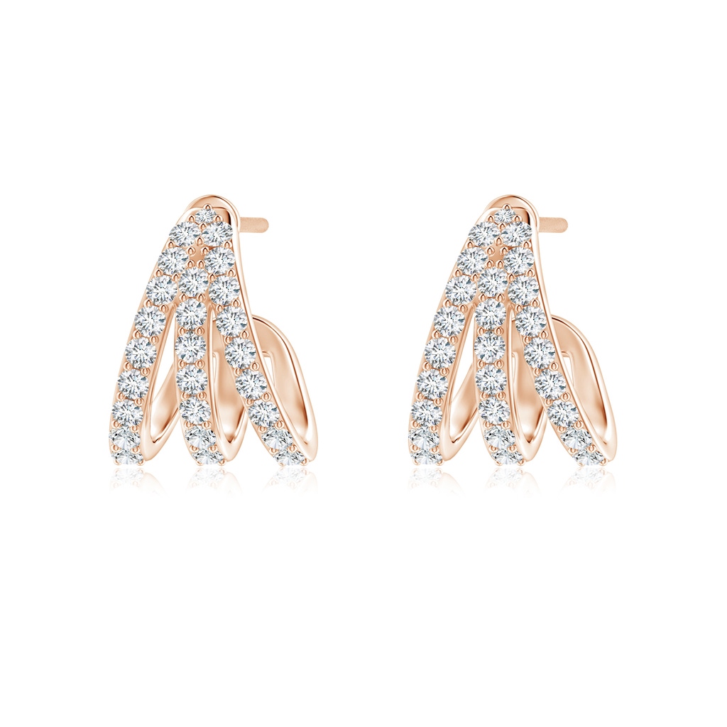 1.4mm GVS2 Diamond Trident Huggie Hoop Earrings in Rose Gold