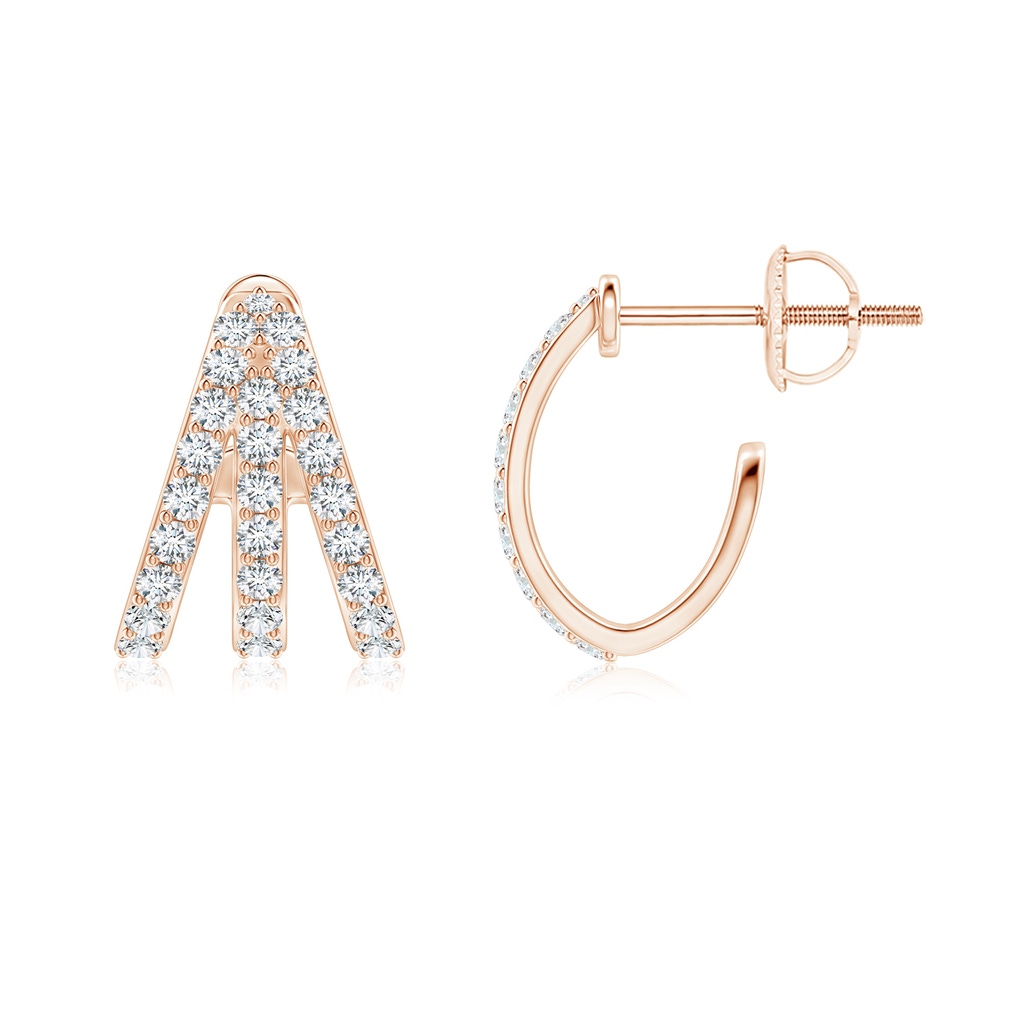 1.4mm GVS2 Diamond Trident Huggie Hoop Earrings in Rose Gold - side 199