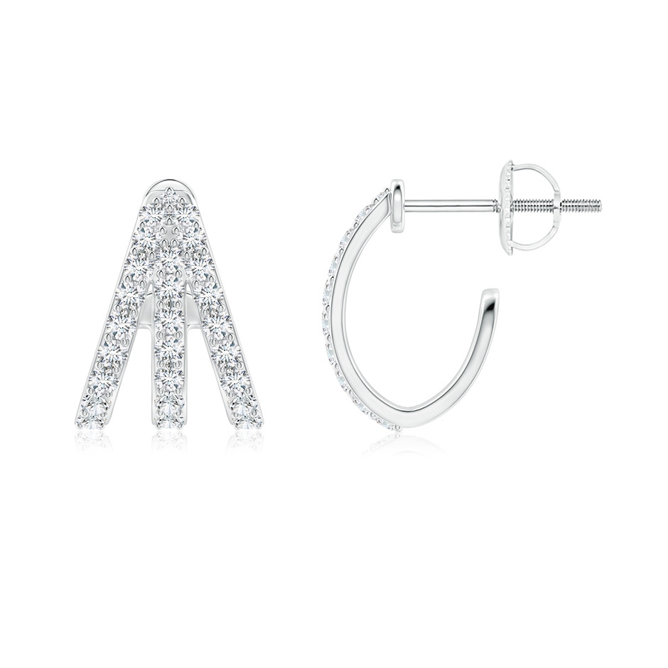 1.4mm GVS2 Diamond Trident Huggie Hoop Earrings in White Gold side 199