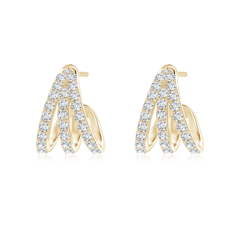 1.4mm GVS2 Diamond Trident Huggie Hoop Earrings in Yellow Gold 