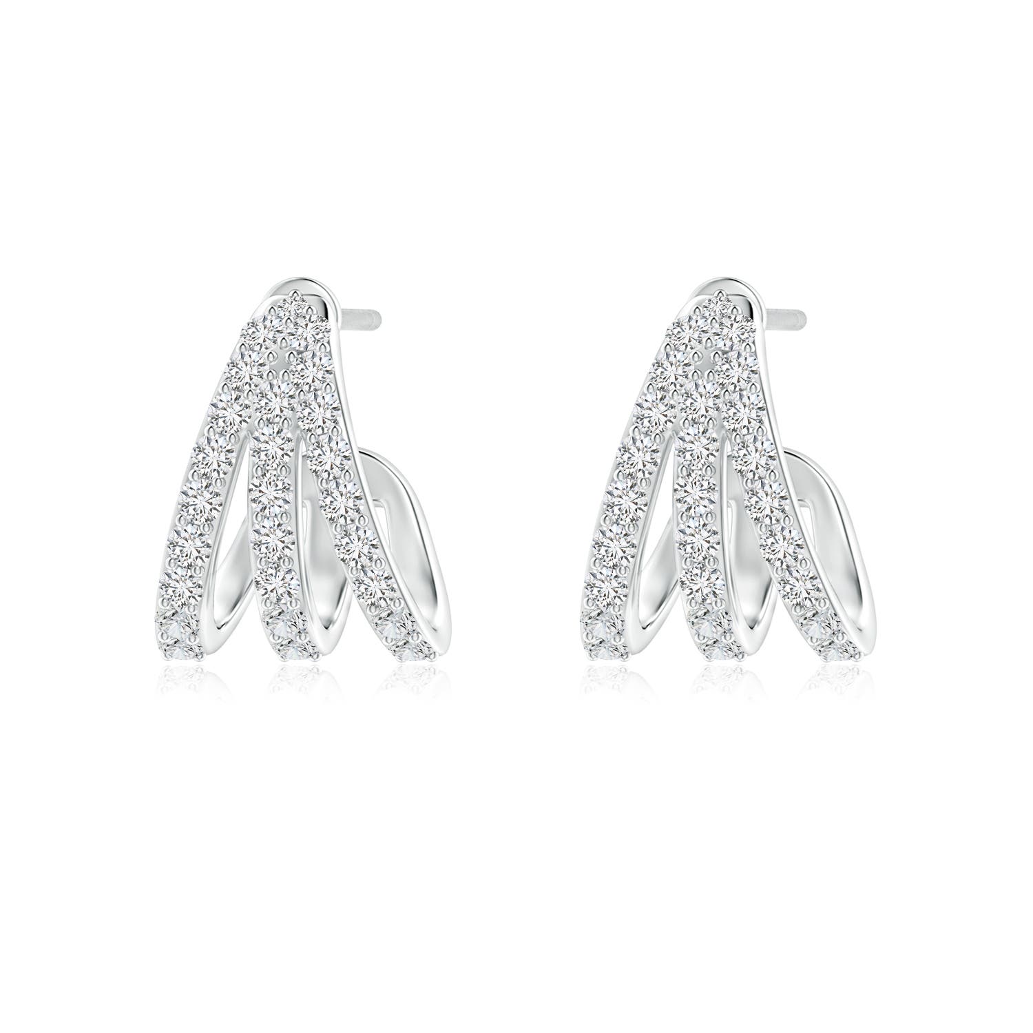 1.4mm HSI2 Diamond Trident Huggie Hoop Earrings in 18K White Gold