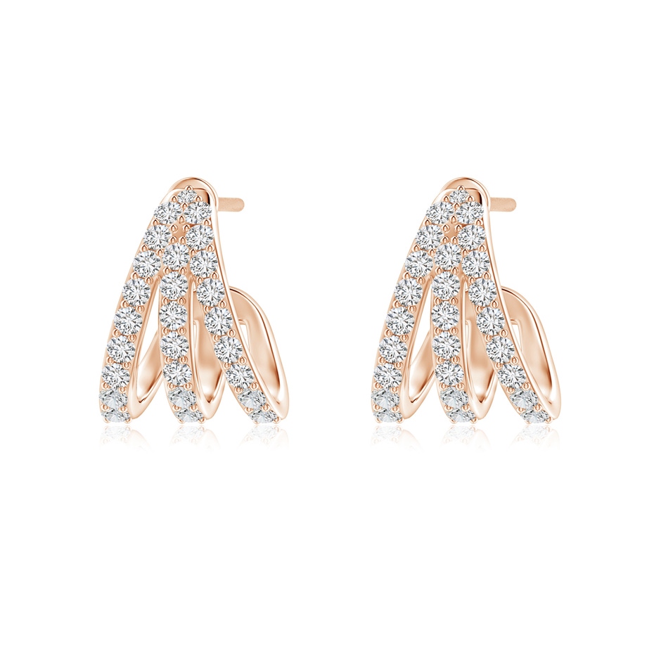 1.4mm HSI2 Diamond Trident Huggie Hoop Earrings in Rose Gold 