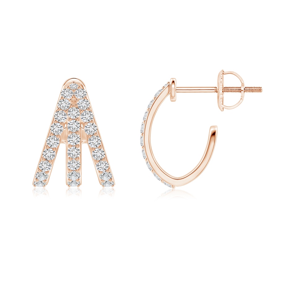 1.4mm HSI2 Diamond Trident Huggie Hoop Earrings in Rose Gold side 199
