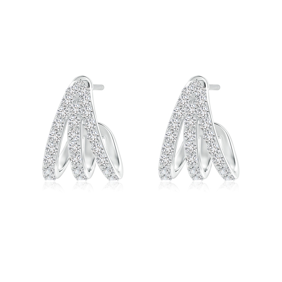 1.4mm HSI2 Diamond Trident Huggie Hoop Earrings in White Gold 