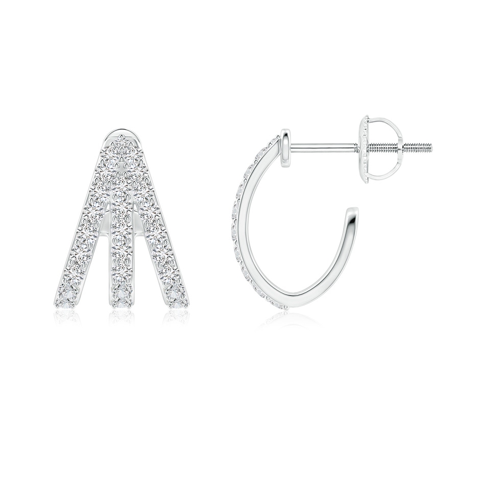 1.4mm HSI2 Diamond Trident Huggie Hoop Earrings in White Gold side 199