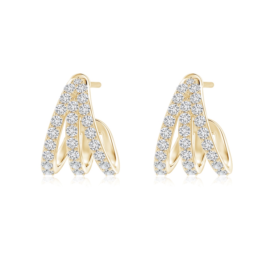 1.4mm HSI2 Diamond Trident Huggie Hoop Earrings in Yellow Gold 
