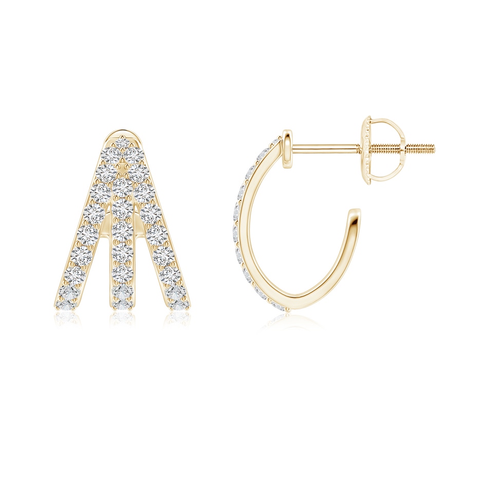 1.4mm HSI2 Diamond Trident Huggie Hoop Earrings in Yellow Gold side 199