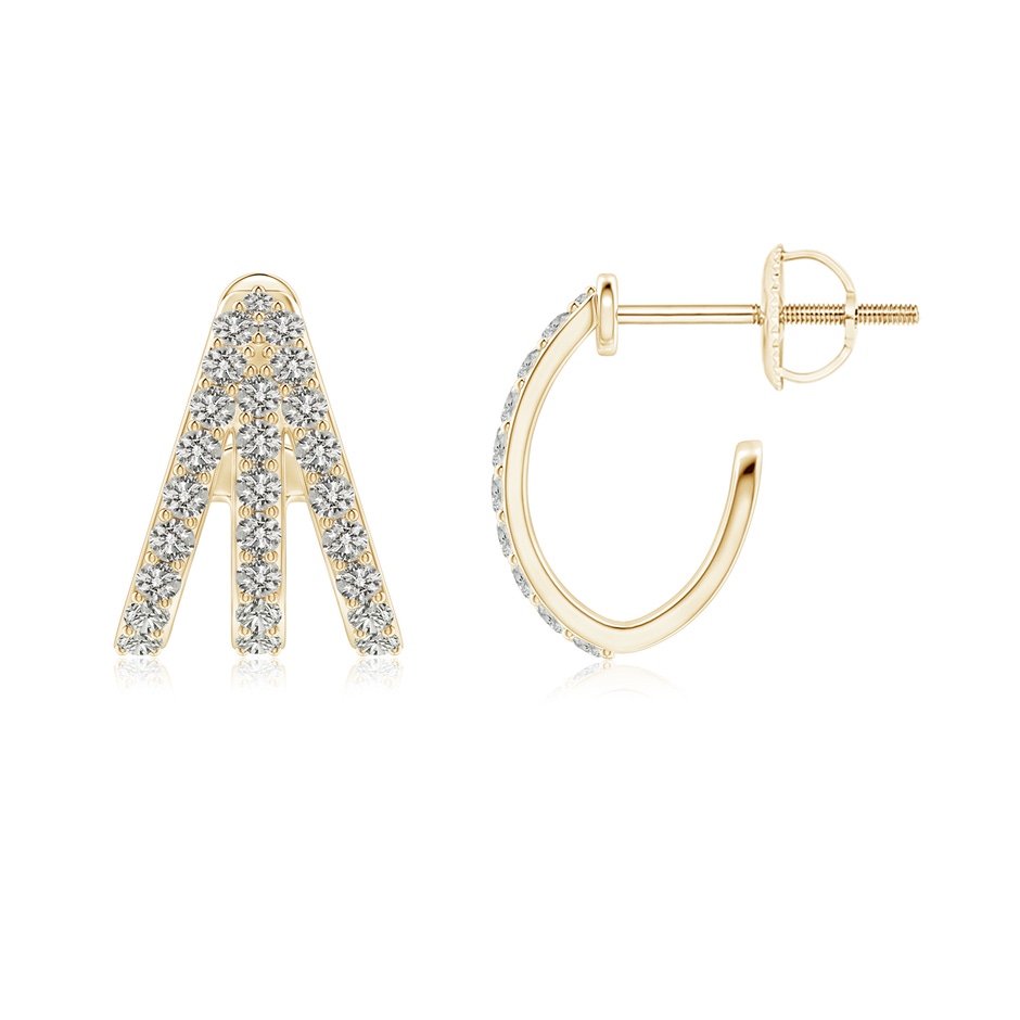 1.4mm KI3 Diamond Trident Huggie Hoop Earrings in Yellow Gold side 199