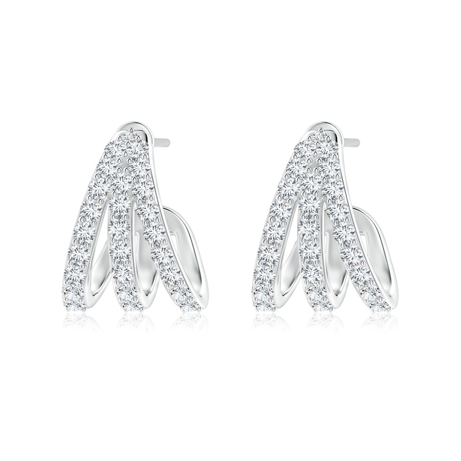 1.55mm GVS2 Diamond Trident Huggie Hoop Earrings in 18K White Gold 