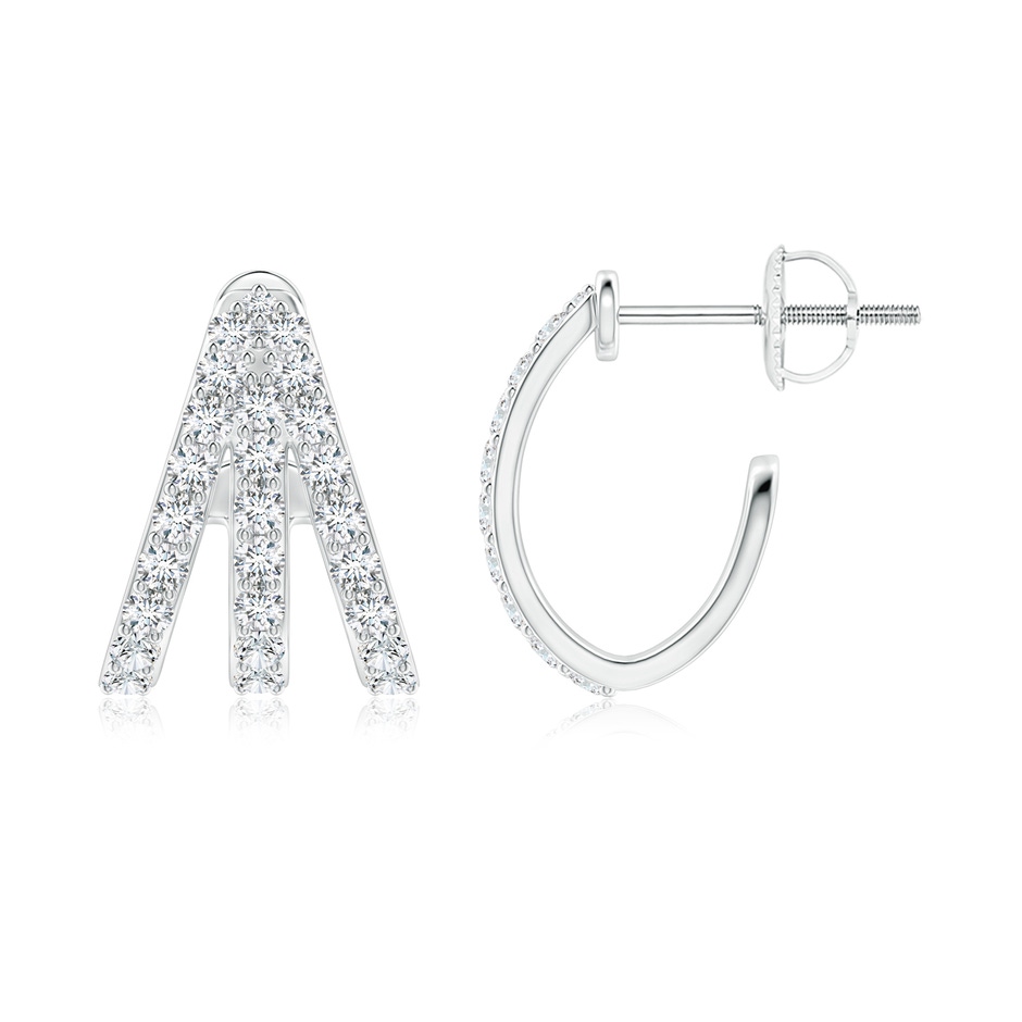 1.55mm GVS2 Diamond Trident Huggie Hoop Earrings in 18K White Gold side 199