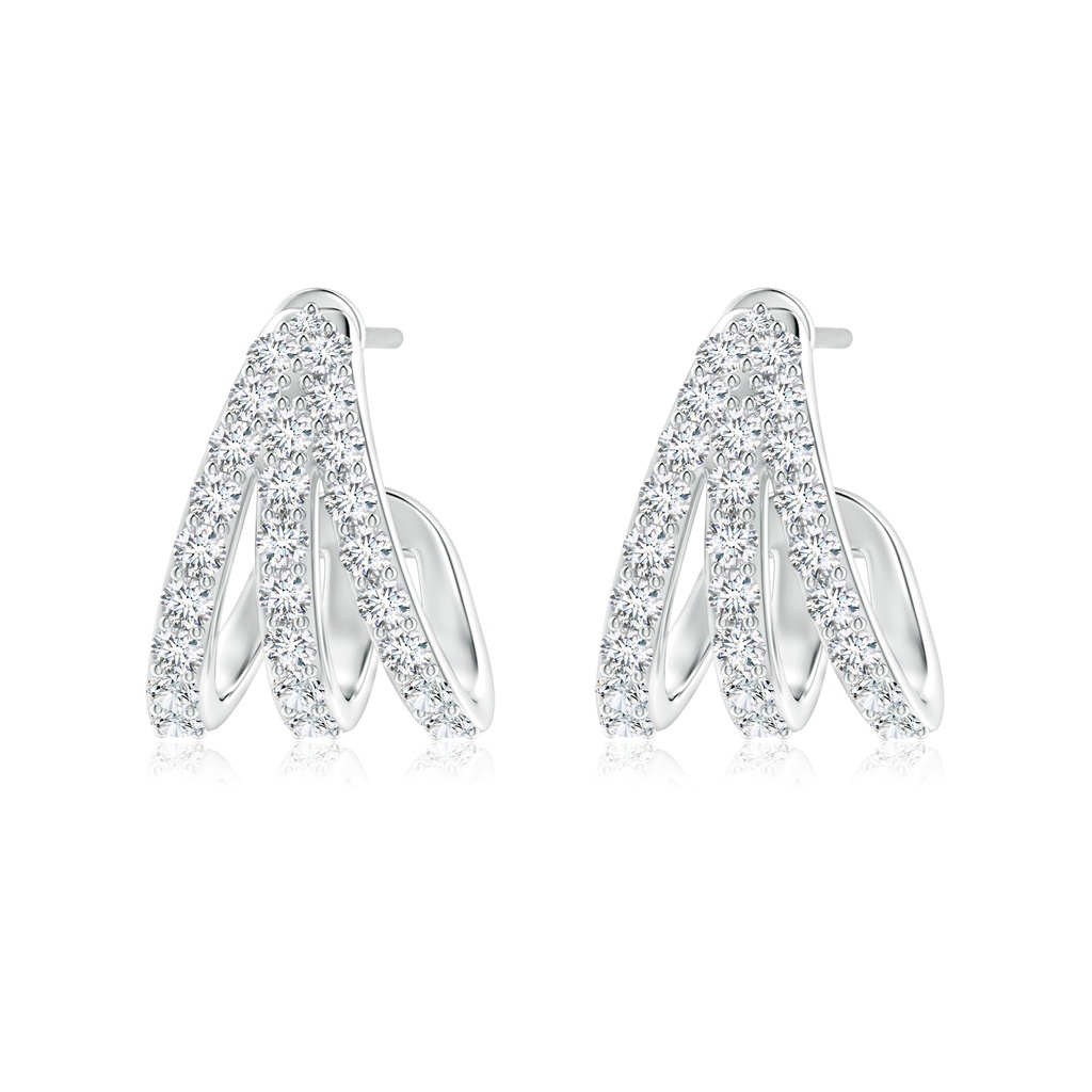 1.55mm GVS2 Diamond Trident Huggie Hoop Earrings in White Gold