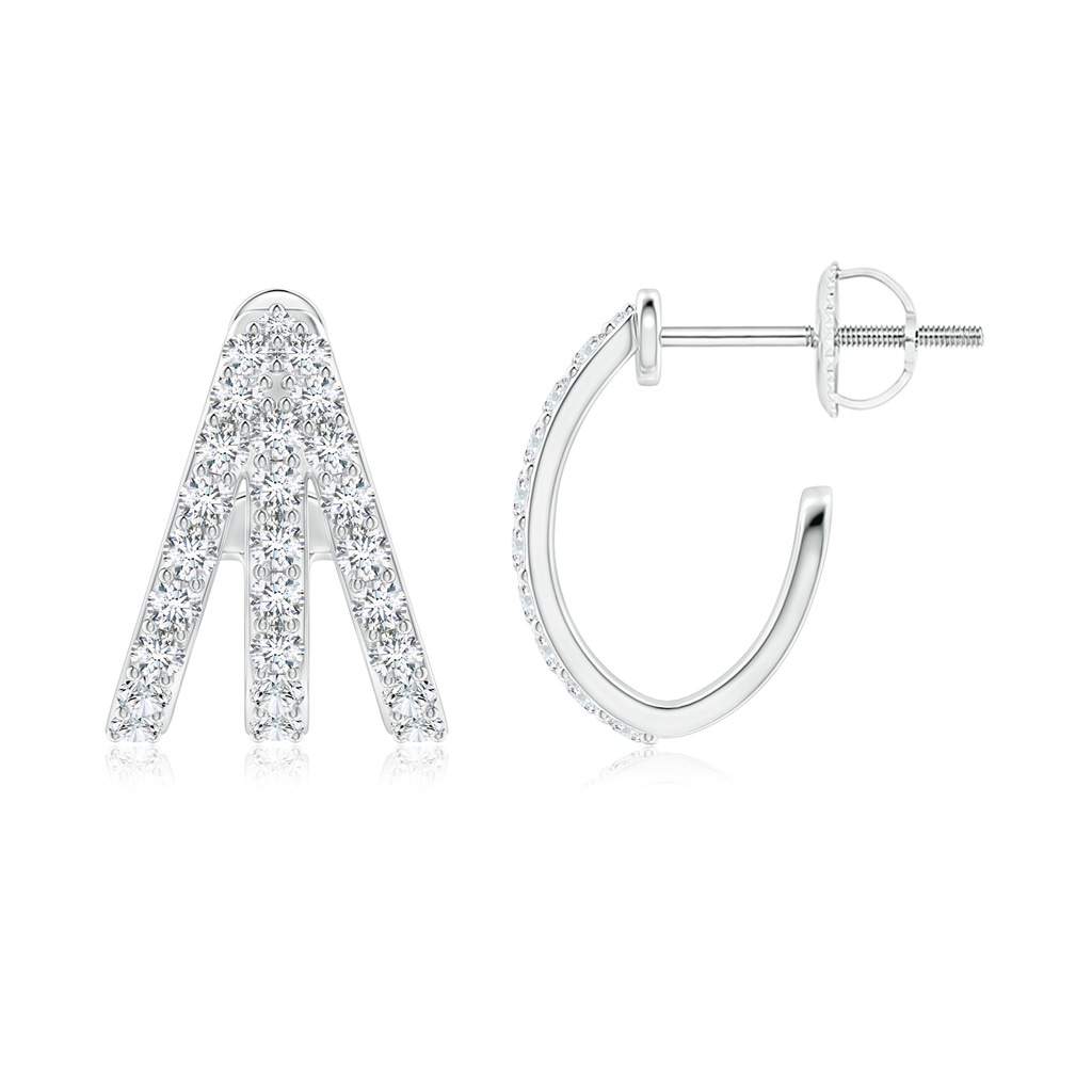 1.55mm GVS2 Diamond Trident Huggie Hoop Earrings in White Gold Side 1
