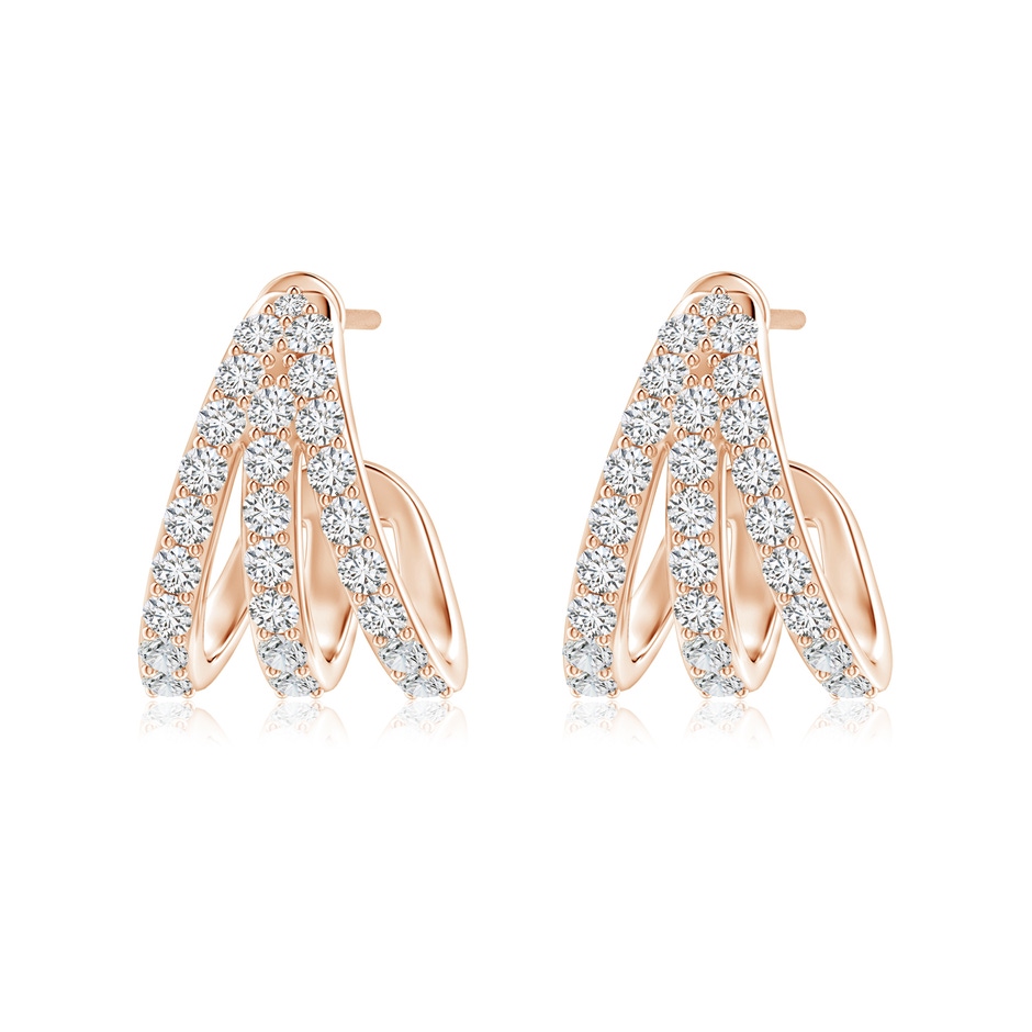 1.55mm HSI2 Diamond Trident Huggie Hoop Earrings in Rose Gold 