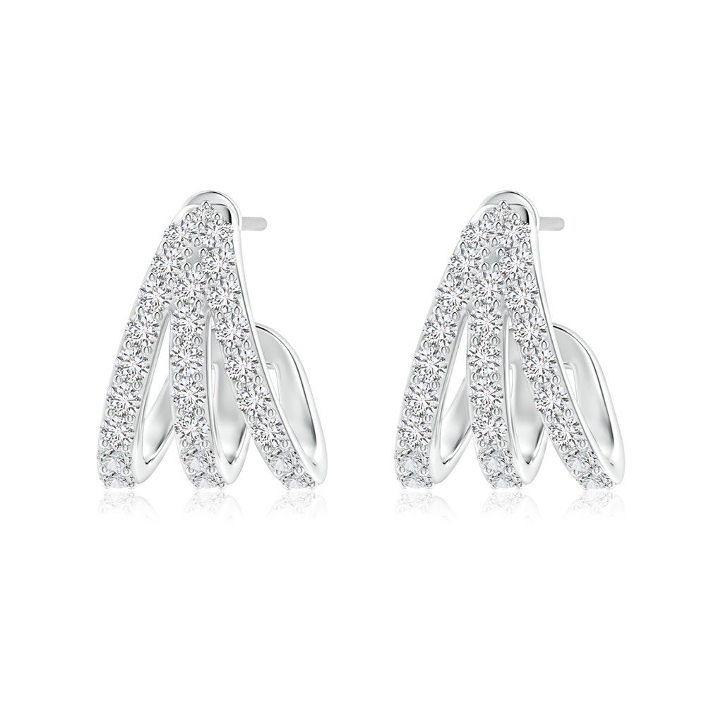1.55mm HSI2 Diamond Trident Huggie Hoop Earrings in White Gold