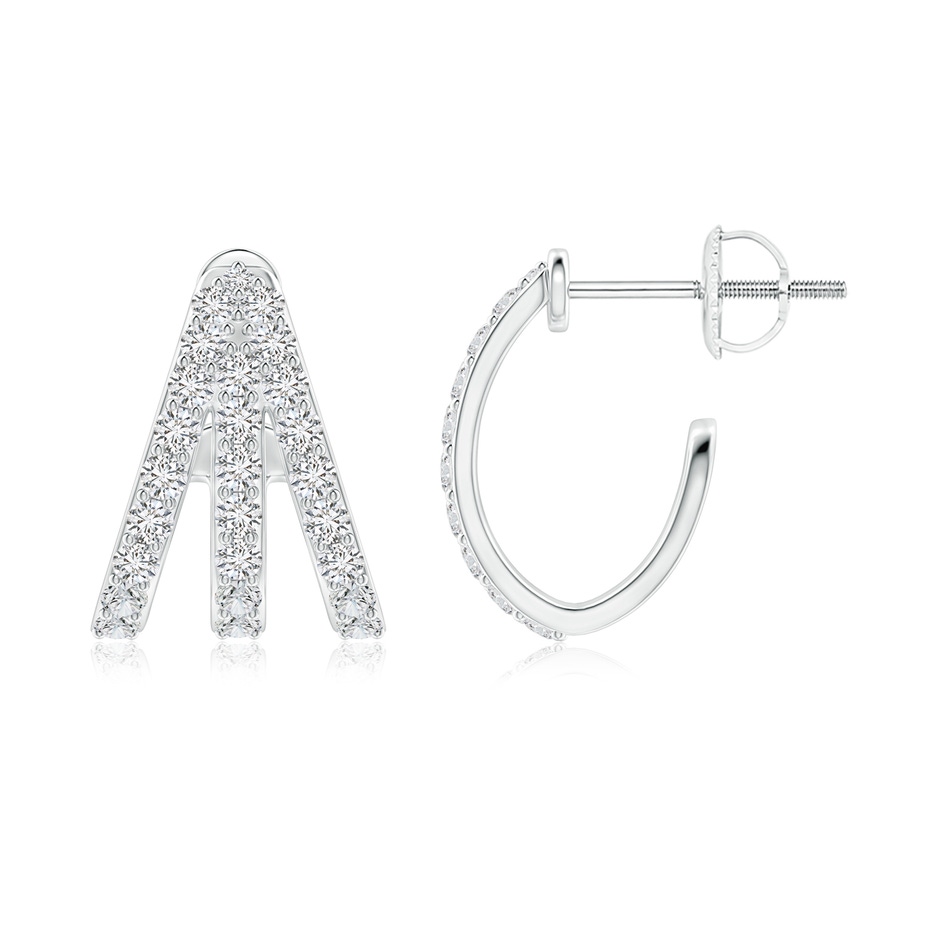 1.55mm HSI2 Diamond Trident Huggie Hoop Earrings in White Gold side 199