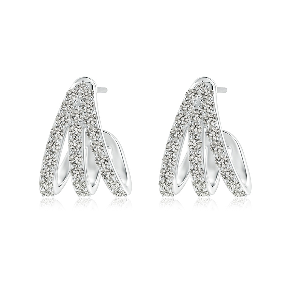 1.55mm KI3 Diamond Trident Huggie Hoop Earrings in White Gold 