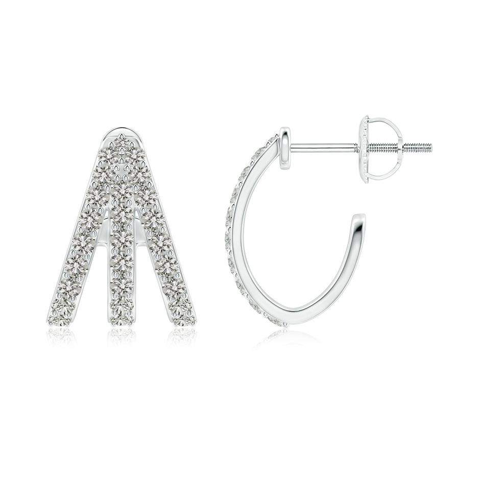 1.55mm KI3 Diamond Trident Huggie Hoop Earrings in White Gold side 199