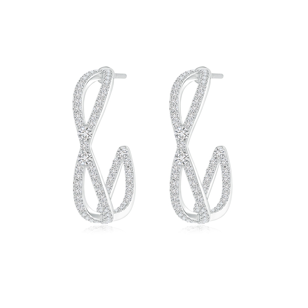 1.65mm HSI2 Diamond Criss-Cross Hoop Earrings in White Gold