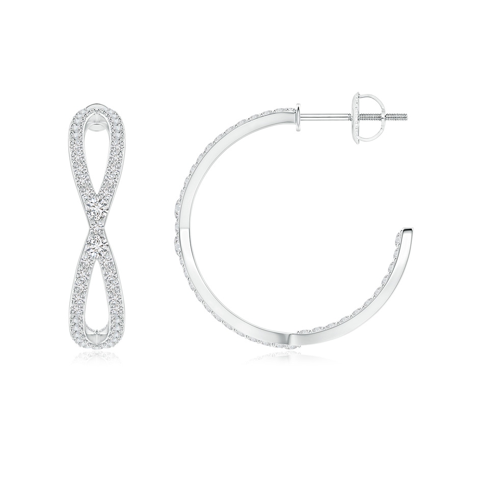 1.65mm HSI2 Diamond Criss-Cross Hoop Earrings in White Gold side-1