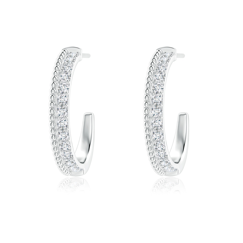 1.7mm GVS2 Prong-Set Diamond Beaded Double Row Hoop Earrings in White Gold