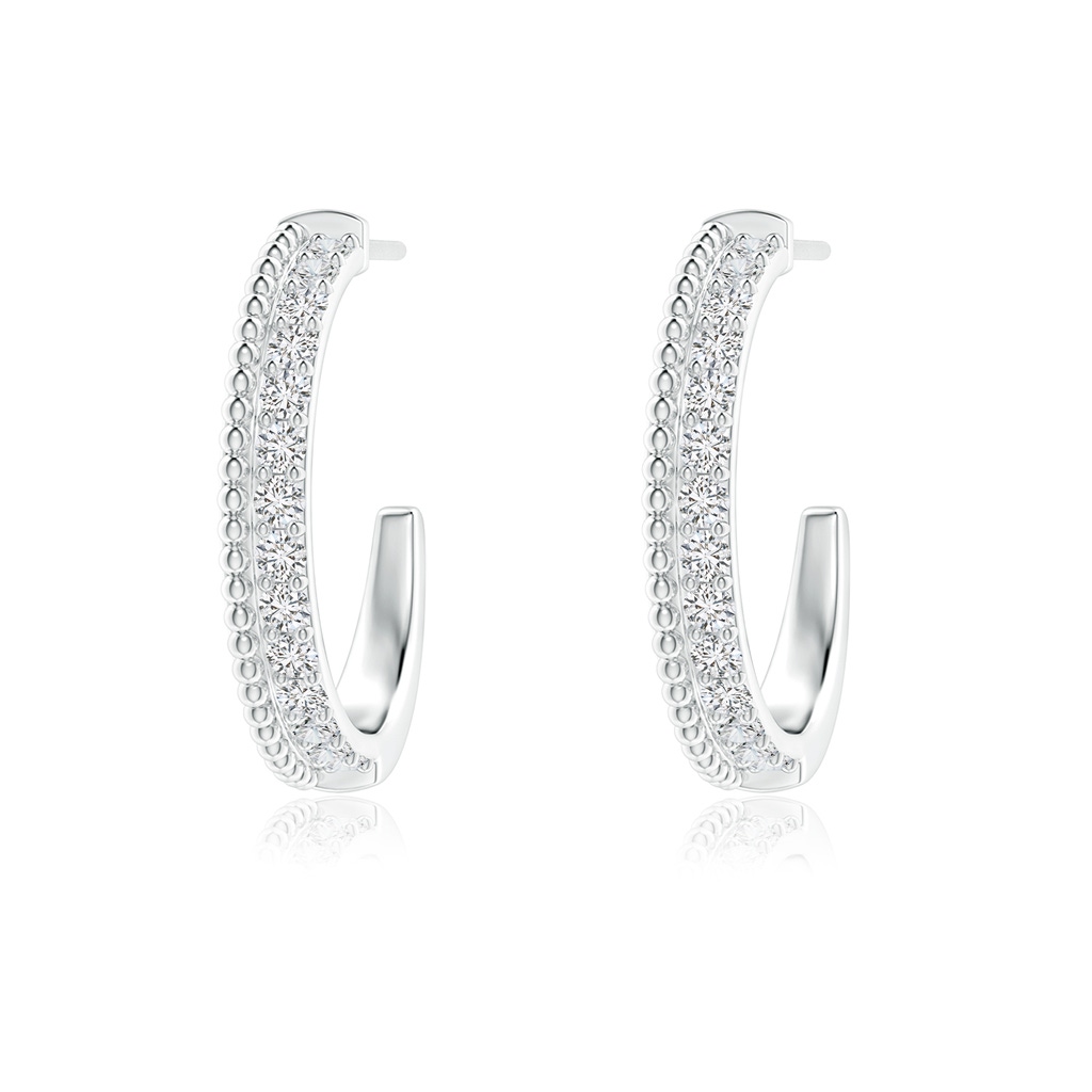 1.7mm HSI2 Prong-Set Diamond Beaded Double Row Hoop Earrings in White Gold