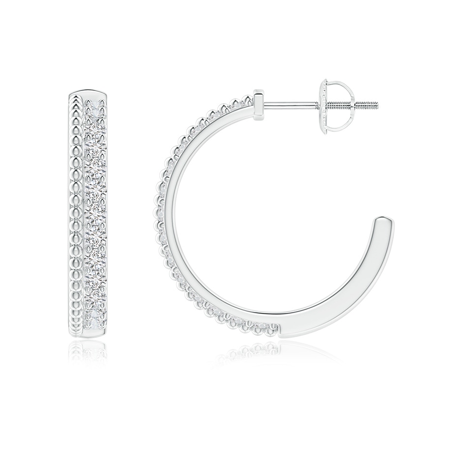 1.7mm HSI2 Prong-Set Diamond Beaded Double Row Hoop Earrings in White Gold Side-1