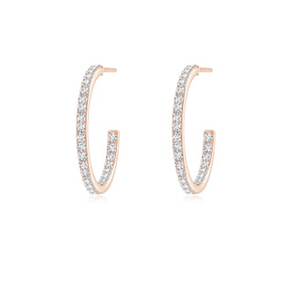 1.35mm GVS2 Inside-Out Single Line Diamond Hoop Earrings in 10K Rose Gold