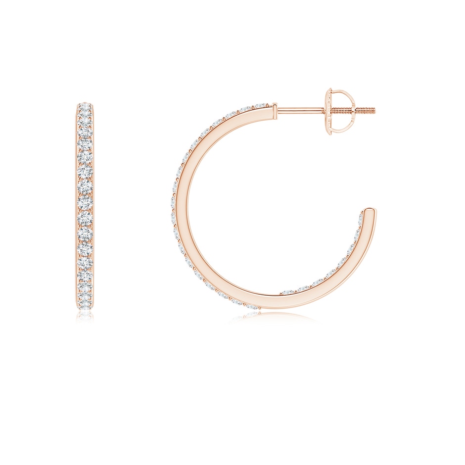 1.35mm GVS2 Inside-Out Single Line Diamond Hoop Earrings in Rose Gold side 1