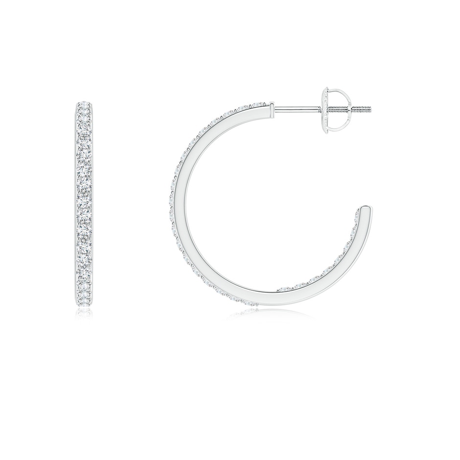 1.35mm GVS2 Inside-Out Single Line Diamond Hoop Earrings in White Gold side 1