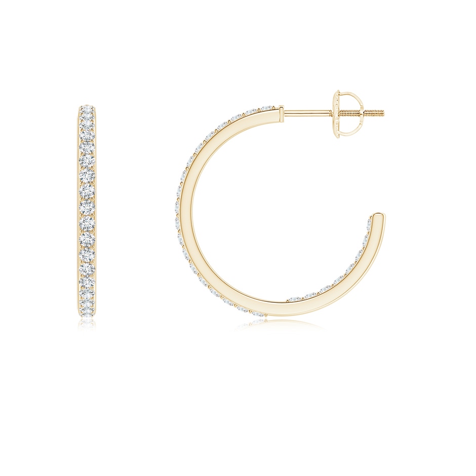 1.35mm GVS2 Inside-Out Single Line Diamond Hoop Earrings in Yellow Gold side 1