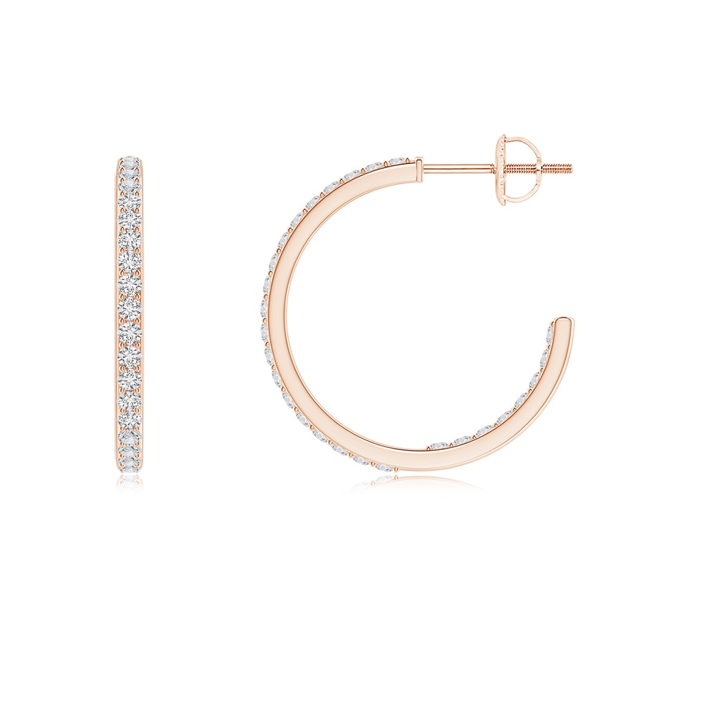 1.35mm HSI2 Inside-Out Single Line Diamond Hoop Earrings in Rose Gold Side 1
